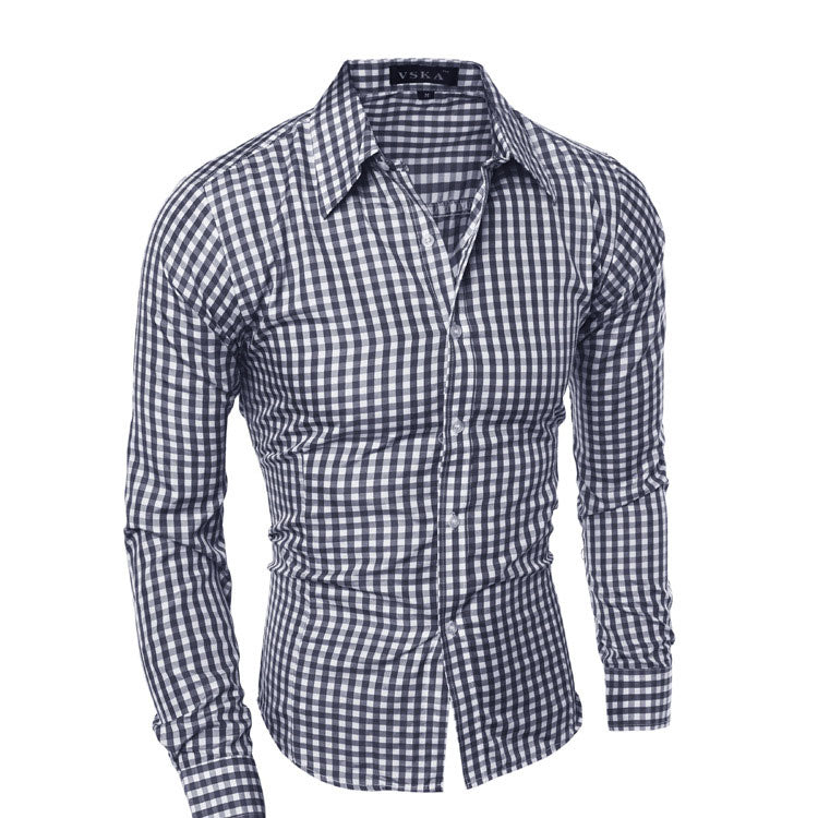Men's Plaid Casual Shirt Men's Slim-Fit Long-Sleeved Fashion Shirt Men Shirt