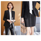 Women Pants Suit Uniform Designs Formal Style Office Lady Bussiness Attire Navy Blue Spring Business Suit