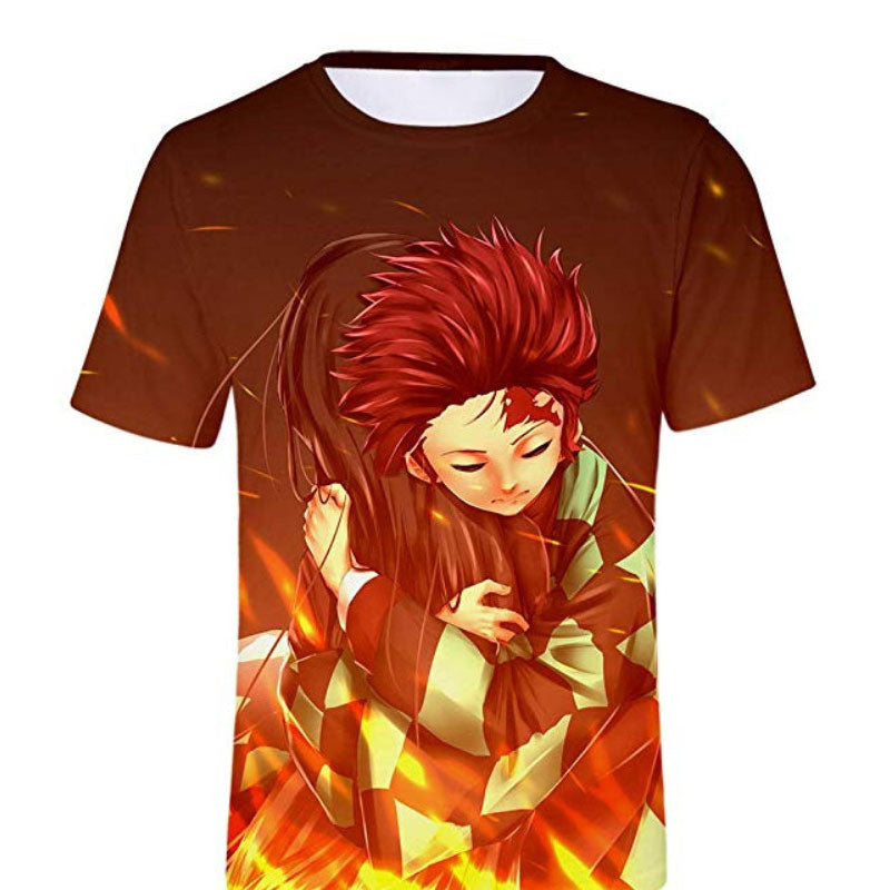 Anime Tshirts Aesthetic Men's Shirt Men's plus Size Digital Printing 3D Short Sleeve T-shirt