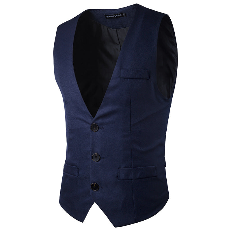Tuxedo Vests Men Suit Vest Spring Men's Fashion Slim Single Row Three Button Solid Color Gentleman Suit Vest