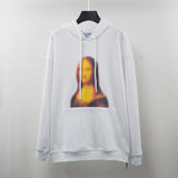Autumn And Winter Black Mona Lisa Smile Printed Hooded Men And Women