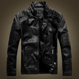 80 'S Leather Jacket Autumn And Winter Men 'S Coat Fan Car Velvet Stand Collar Washed PU Leather Coat