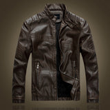 80 'S Leather Jacket Autumn And Winter Men 'S Coat Fan Car Velvet Stand Collar Washed PU Leather Coat