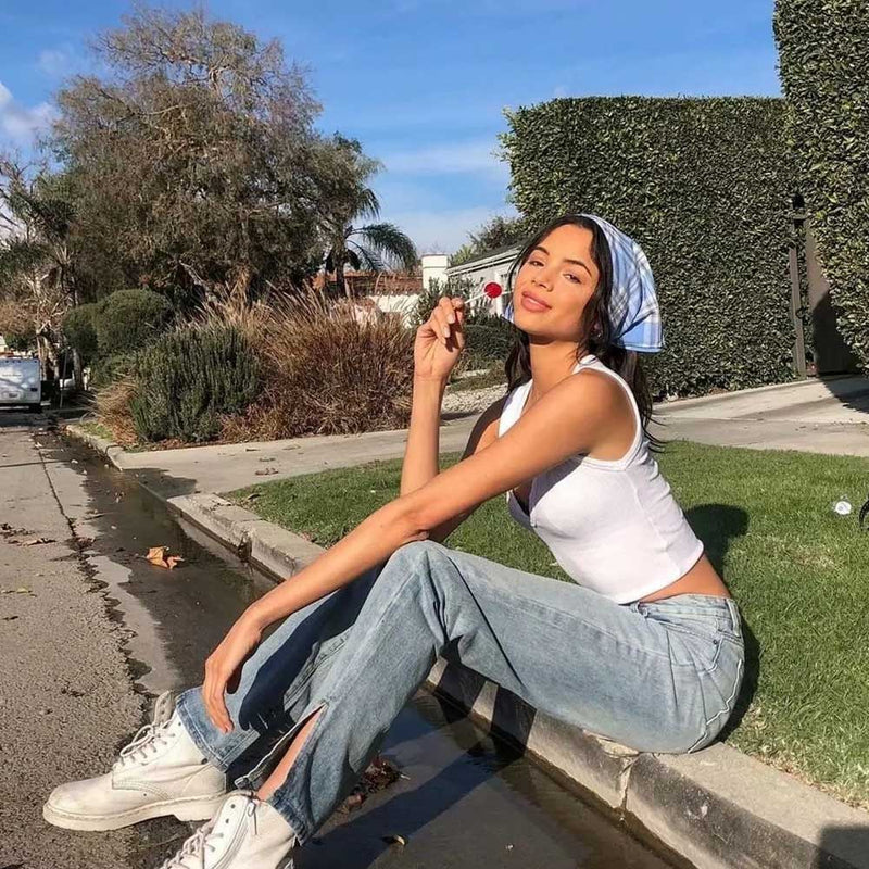 100 Cotton Jeans Women's Split Mop Jeans Women's High Waist Loose Straight Trousers