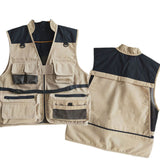 Men Utility Vest Work Zipper Tactical Work Vest Slim Pocket Jacket Men's Multi-Pocket Casual Vest