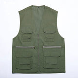 Men Utility Vest Work Zipper Tactical Work Vest Slim Pocket Jacket Casual and Comfortable plus Size Retro Sports Men's Clothing