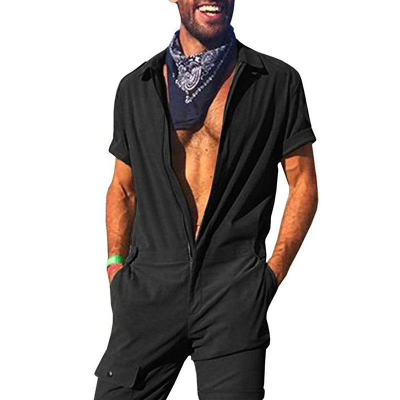 Summer Menswear One-Piece Leisure Suit Zipper Fly Personality Trend Men's Shirt