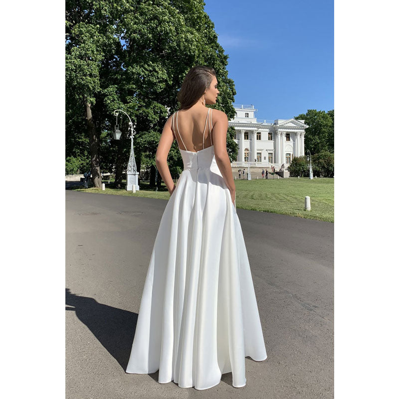 Bohemian Chic Wedding Dress Sleeveless Strap Backless Dress
