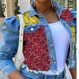 Studded Denim Jacket Fashion Short Women's Slim Denim Coat Top