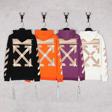 Autumn Off Classic Arrow Strip Pullover Hooded Sweater