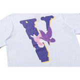 Vlone Summer ShortSleeved Men's and Women's Tshirt Street Flying Pigeon Printing Half Sleeve Shirt