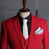 Burgundy Suit Business Men's Suit Slim Fit Wedding Red Men's Suit Set Business Wear Esmoquin