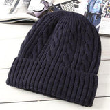 Toque Autumn Winter Thermal Velvet Thickened Men's Woolen Cap Twisted Knitted Hat Ski Cap