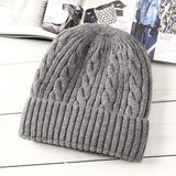 Toque Autumn Winter Thermal Velvet Thickened Men's Woolen Cap Twisted Knitted Hat Ski Cap