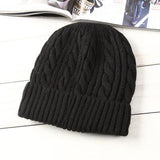 Toque Autumn Winter Thermal Velvet Thickened Men's Woolen Cap Twisted Knitted Hat Ski Cap