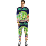 Rick and Morty for Men Men's Casual Suit Sports Fall Winter Hoodie Printed Long-Sleeved Trousers Two-Piece Set Rick Morty Rick