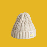 Toque Autumn and Winter Thick Warm Twist Knitted Hat Cone Top Hat Ear Protection Beanie Hat Woolen Cap Men