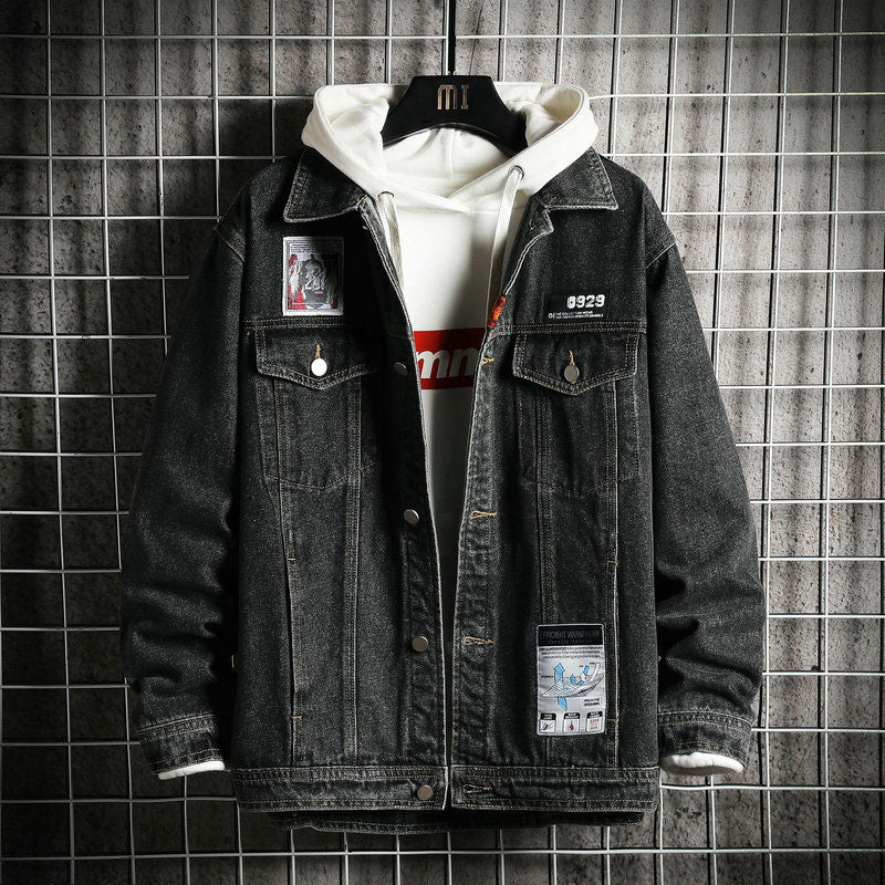 Spring and Autumn Denim Jacket Men's Jacket Plus Size Loose Men Denim Jacket