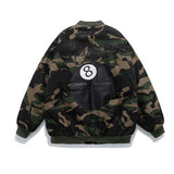 8 Ball Jackets V Camouflage Baseball Uniform for Men and Women Multi-Pocket Jacket Loose Cargo