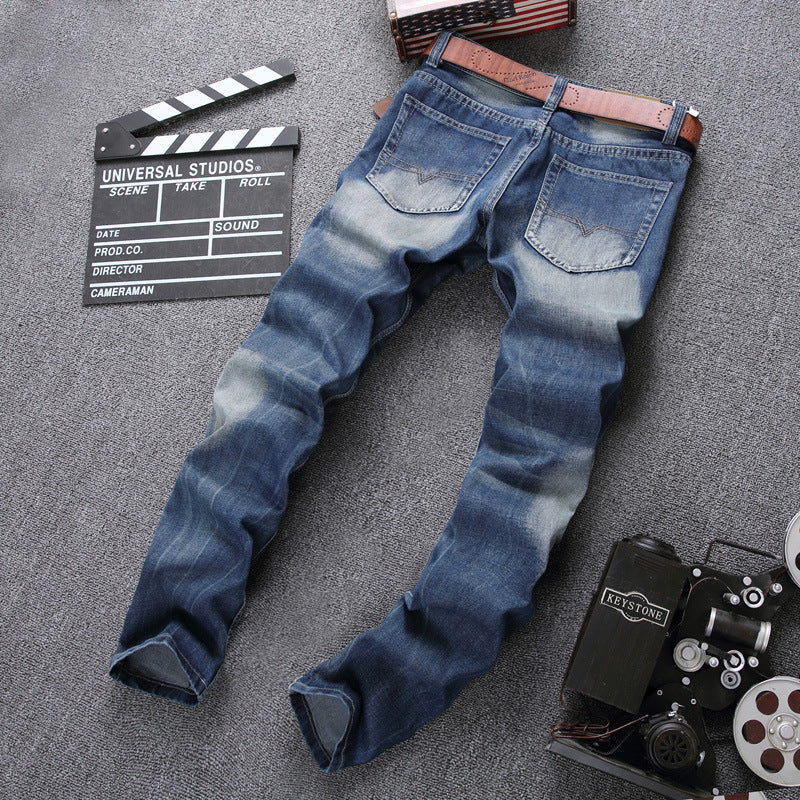 Men Distressed Jeans Man Ripped Jean Destruated Denim Pants Men Ripped Straight Jeans Casual Slim Fit Oversized Trousers