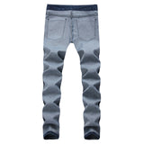 Distressed Jeans Destrued Jean Men's Jeans Fashion Elastic Trousers Ripped Pants