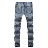 Distressed Jeans Destrued Jean Men's Jeans Fashion Elastic Trousers Ripped Pants
