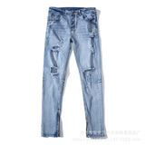 Distressed Jeans Destructed Jean Zipper Skinny Jeans Slim Fit Stretch Ripped Pants