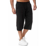 Linen Pants Straight Leg Pants Drawstring Lightweight Elastic Beach Pants Men's Casual Cotton Linen Sweatpants Summer