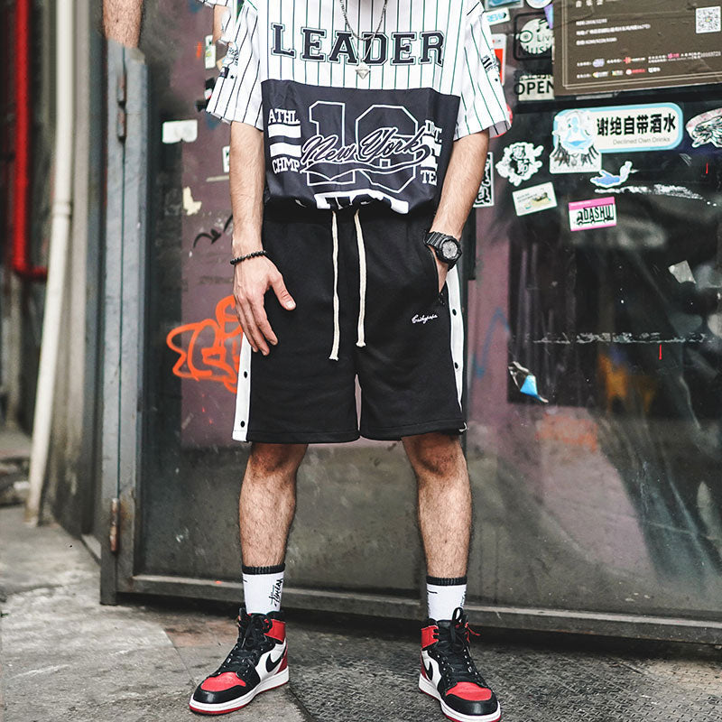 Basketball Shorts Spring/Summer Side Button Men's Loose Casual Basketball Breasted Sports Shorts Men