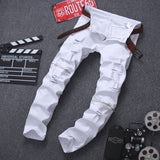 Distressed Jeans Destrued Jean Hip Hop High-End Slim-Fit Zipper Kanye Skinny Pants Ripped Pants