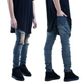 Distressed Jeans Deconstructed Jean Ripped Pants Kanye West Skinny Jeans Men's Slim Fit Elastic plus Size