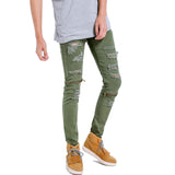 Distressed Jeans Destructed Jean Skinny Pants Zip Stretch Casual Pants Ripped Pants