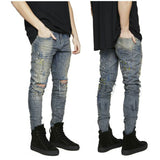 Distressed Jeans Destrued Jean Ripped Jeans Men's Stretch Slim Fit Skinny Pants Ripped Pnats