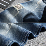 Men Distressed Jeans Man Ripped Jean Destrudenim Pants Men's Slim Jeans Large Straight-Leg Pants
