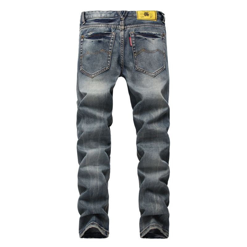 Men Distressed Jeans Man Ripped Jean Deconstructed Denim Pants Men's Straight Jeans plus Size