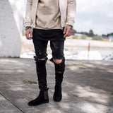 Distressed Jeans Destructed Jean Skinny Pants Trendy Men's Slim Jeans Stretch Ripped Pants