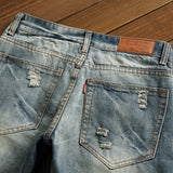Men's Distressed Jeans Man Ripped Jean Deconstructed Denim Pants Men's Straight Slim Jeans