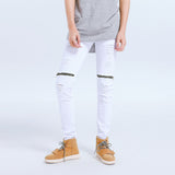 Distressed Jeans Deconstructed Jean Ripped Pants Kanye West Zipper Jeans Men's Skinny