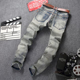 Men's Distressed Jeans Ripped Jean Deconstructed Denim Pants Men's Straight Slim Jeans plus Size