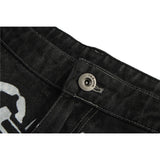 Mens Jean Shorts High Street Fashion Brand Letter Printed Denim Shorts Men's Street Fashion Loose Straight Shorts