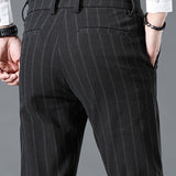 Mens Formal Suit Trousers Straight Leg Office Stretch Slim Fit Suit Pants Summer Pants Bottoms Spring Business Striped Men's Suit Pants Casual Pants Men Pants