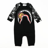 A Ape Print Toddler Romper Children 'S Clothing Children 'S Jumpsuit Camouflage Long-Sleeve Jumpsuit Environmental Protection Knitted Cloth Baby Clothes