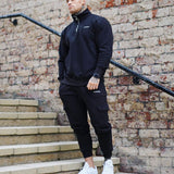 Men Tracksuit Set Jogging Suits Mens Muscle Brothers Sports Suit Men's Fall Pure Cotton Long Sleeve Two-Piece Zipper Pocket Overalls Polo Shirt
