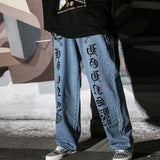 Anime Print Jeans Denim Pant Destructed Jean Straight-Leg Denim Autumn Ripped Denim Trousers