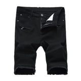 Men's Pleated Slim Fit Biker Jeans Man Jean Short Men Denim Short Pants Men's Jeans Shorts Straight