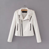Hot Pink Motorcycle Jacket Lapel Zipper Women's Leather Jacket Women's Jacket Solid Color Fashion Coat