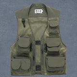 Men Utility Vest Work Zipper Tactical Work Vest Slim Pocket Jacke Men's Multi-Pocket Summer Outdoor Casual and Comfortable