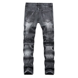 Men's Pleated Slim Fit Biker Jeans Biker Jeans Slim Fit Stretch Feet Pants