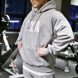 Gyms Fitness Men Sports Hoodie Bodybuilding Workout Jogging Men's Athletic Sweatshirts Winter Sports and Leisure Running Trendy Men's Loose Fleece Pullover Hooded