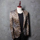 Mens Prom Suits Printed Leopard Print Dress Men's Casual Suit Jacket Studio Host Suit Costume